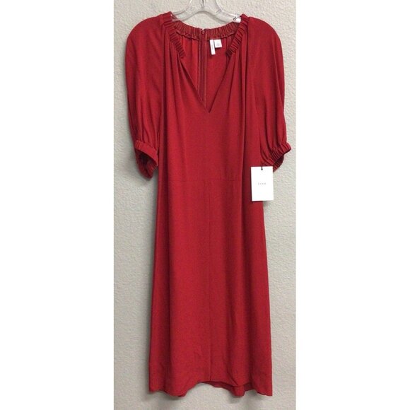 Lewit NWT V Neck Short Sleeves Red Dress Women’s Size 14 - Picture 1 of 9